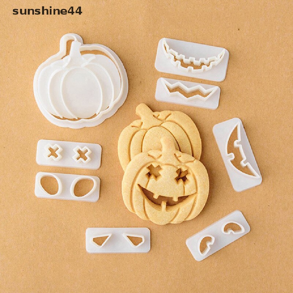 Sunshine 9pcs/set DIY Halloween Pumpkin Ghost Biskuit Cookie Cetakan Pumpkin Baking Tool.