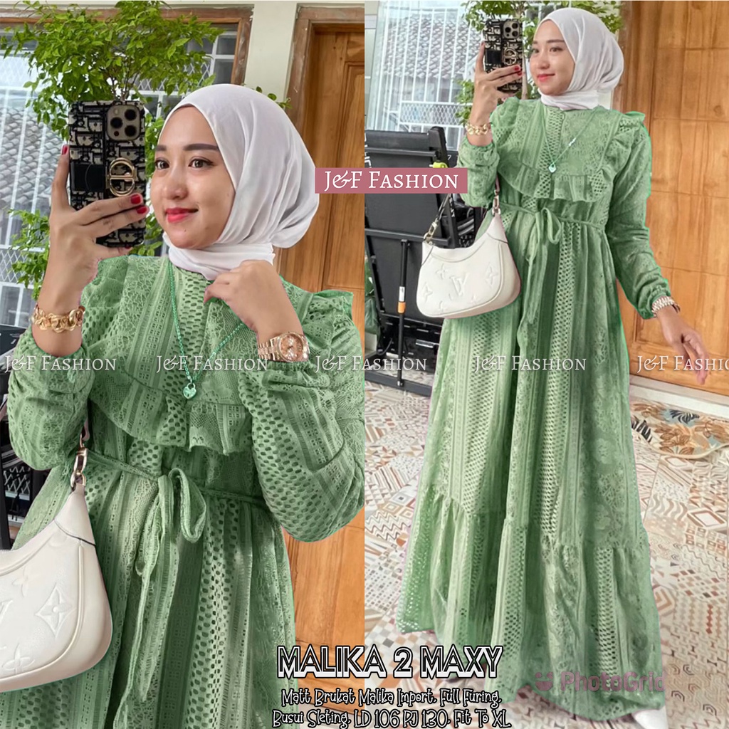 [BIG SALE] MALIKA 2 BRUKAT MAXY DRESS BRUKAT MALIKA IMPORT GAMIS TERLARIS TERBARU NYAMAN DIPAKAI BUS