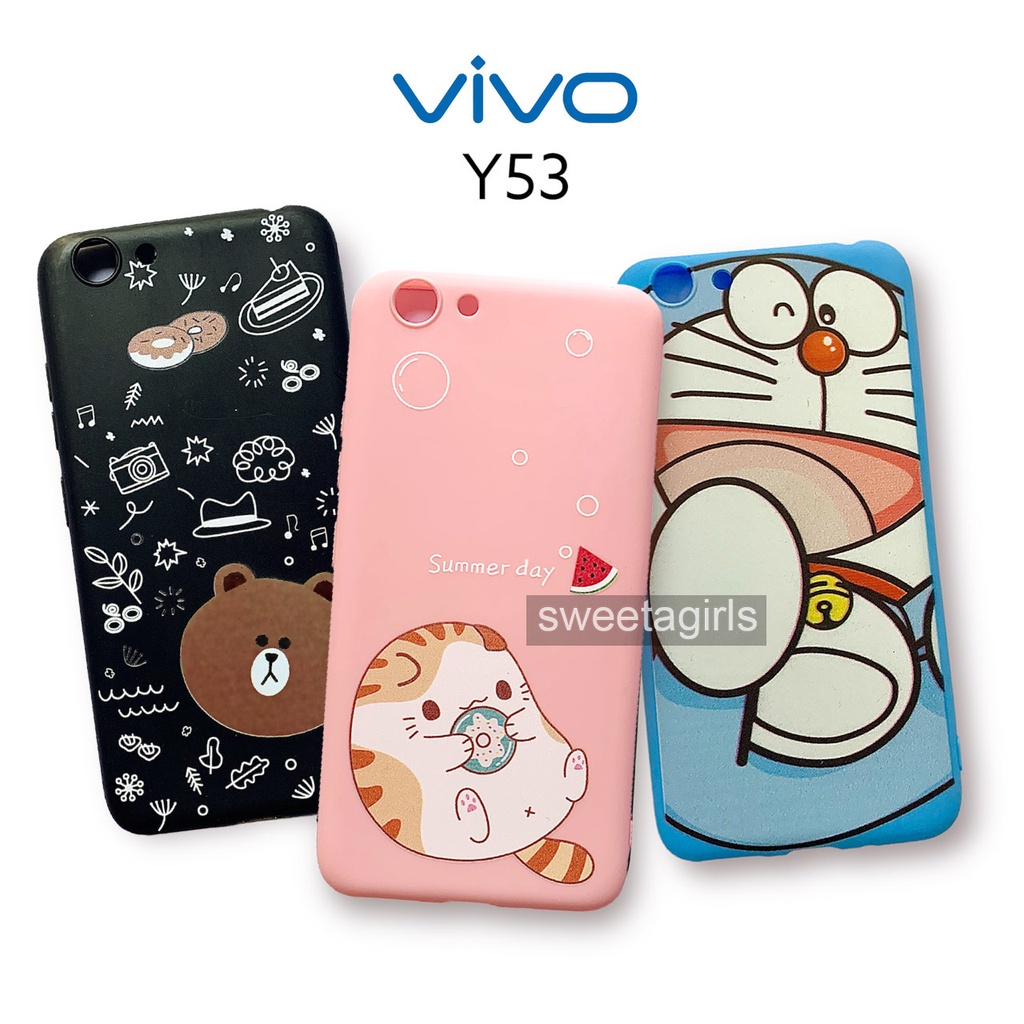 Casing Silikon untuk Vivo Y53 (1606) - sweetacase.id - Casing bumper kamera - casing warna pastel - model Boneka 3D timbul  - casing dengan karakter lucu - aesthetic - casing anak - Case Gemoy boneka timbul