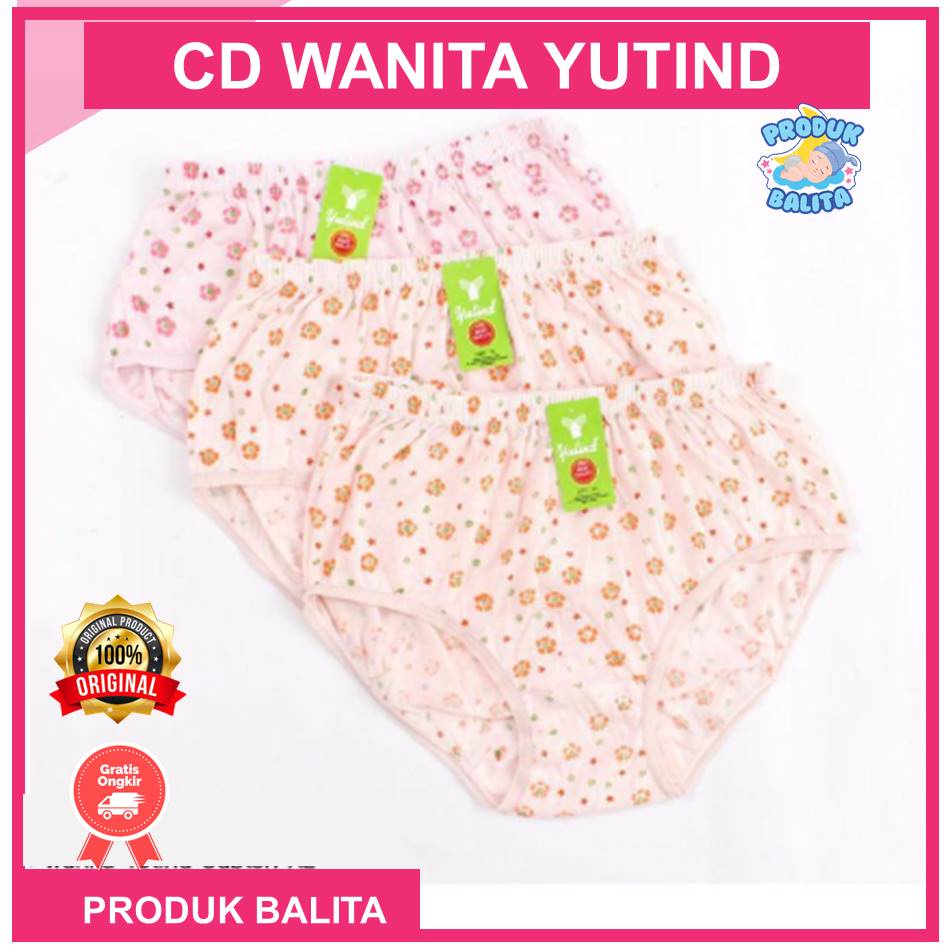 6 Pcs Celana Dalam Yutind Motif Bunga CD Wanita Bahan Katun Murah Terlaris