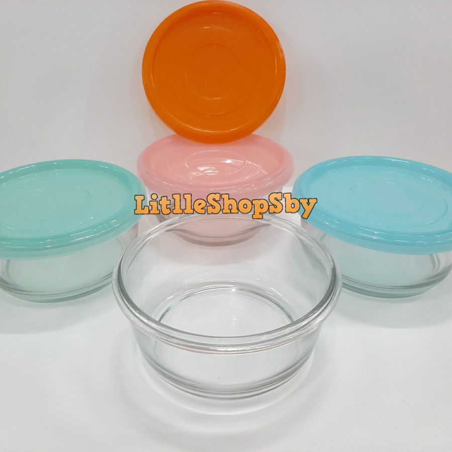 Mangkok Tebal Kaca Bulat Tutup Plastik