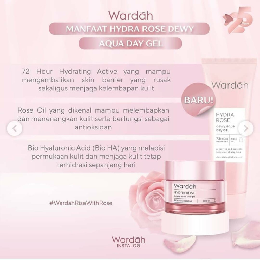 Wardah Hydra Rose Gel to Foam Cleanser - Dewy Aqua Day Gel - Moisture Rich NIght Gel