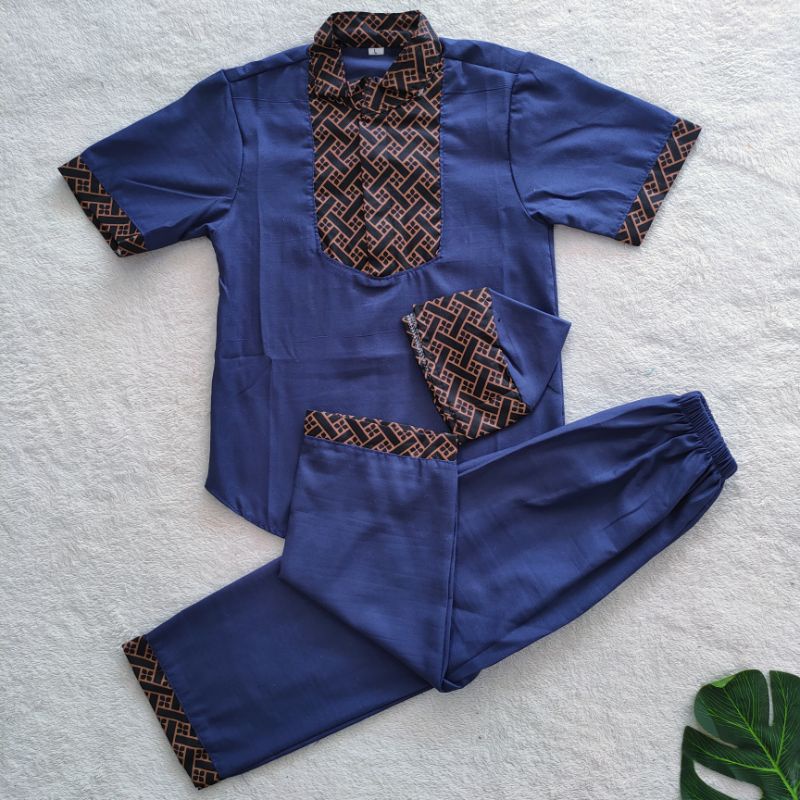 Setelan Koko anak 1 2 3 4 5 6 7 tahun baju muslim anak laki laki motif polos batik kunyit merah hitam putih koko batik sultan fatonah shop terbaru viral ( SETELAN KOKO BATIK )