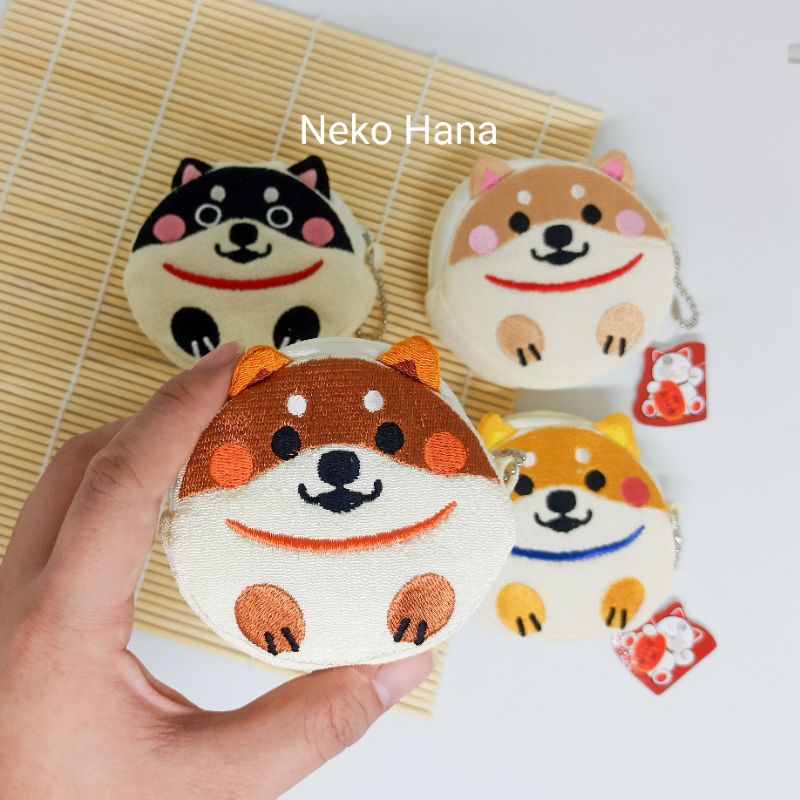 Chirimen Shiba Inu Coin Wallet Dompet Kain Koin Khas Jepang Anjing