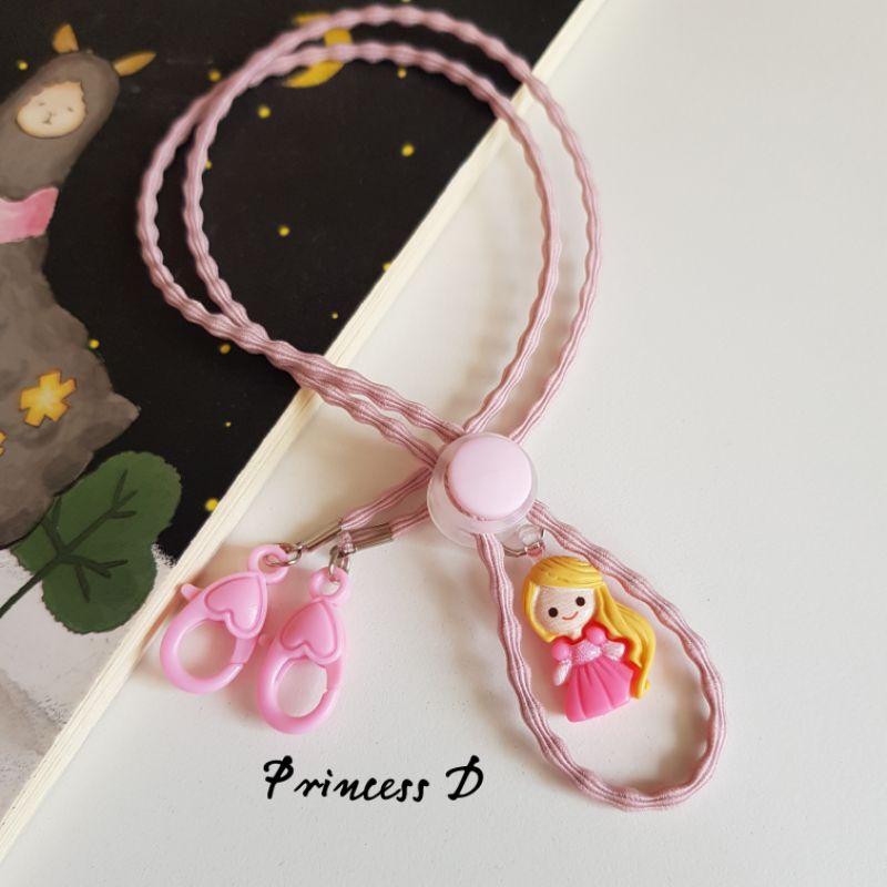 STRAP MASKER ANAK PEREMPUAN  2 IN 1 PUTRI DISNEY / KALUNG MASKER / TALI MASKER / LANYARD MASK STOPER 2IN1