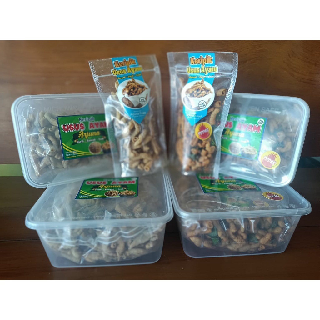 

Keripik Usus Ayam - Kripik Usus Ayam Original dan Pedas Daun Jeruk Kemasan 360gram