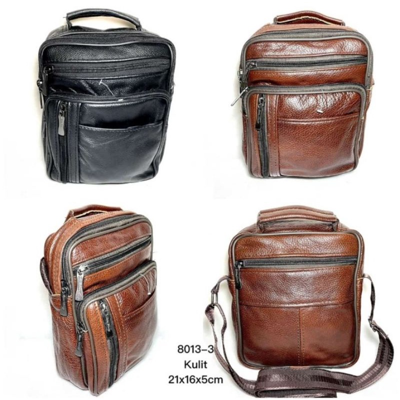 Tas Selempang kulit asli pria import polos tanpa merk model retro