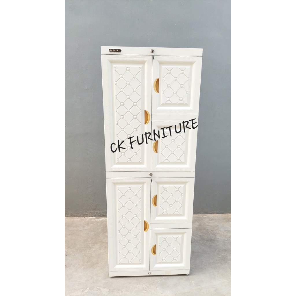 LEMARI PLASTIK LEMARI PAKAIAN RAK PLASTIK 4 SUSUN LEMARI MINIMALIS PUTIH