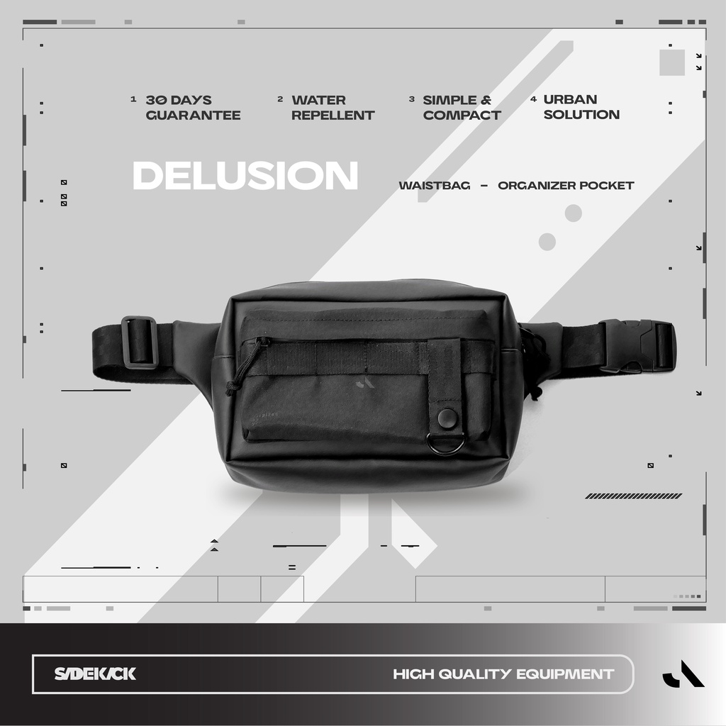 Sidekick Project DELUSION - Waist bag pria - tas bahu pria - tas selempang - dompet pria - tactical - tech wear