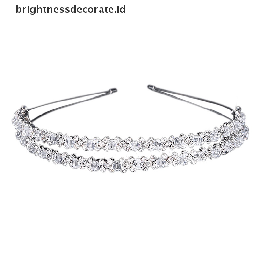 [Birth] Bando Pengantin Tiara Mahkota Pengantin Handmade Kristal Double Layer Wedding Hairband [ID]