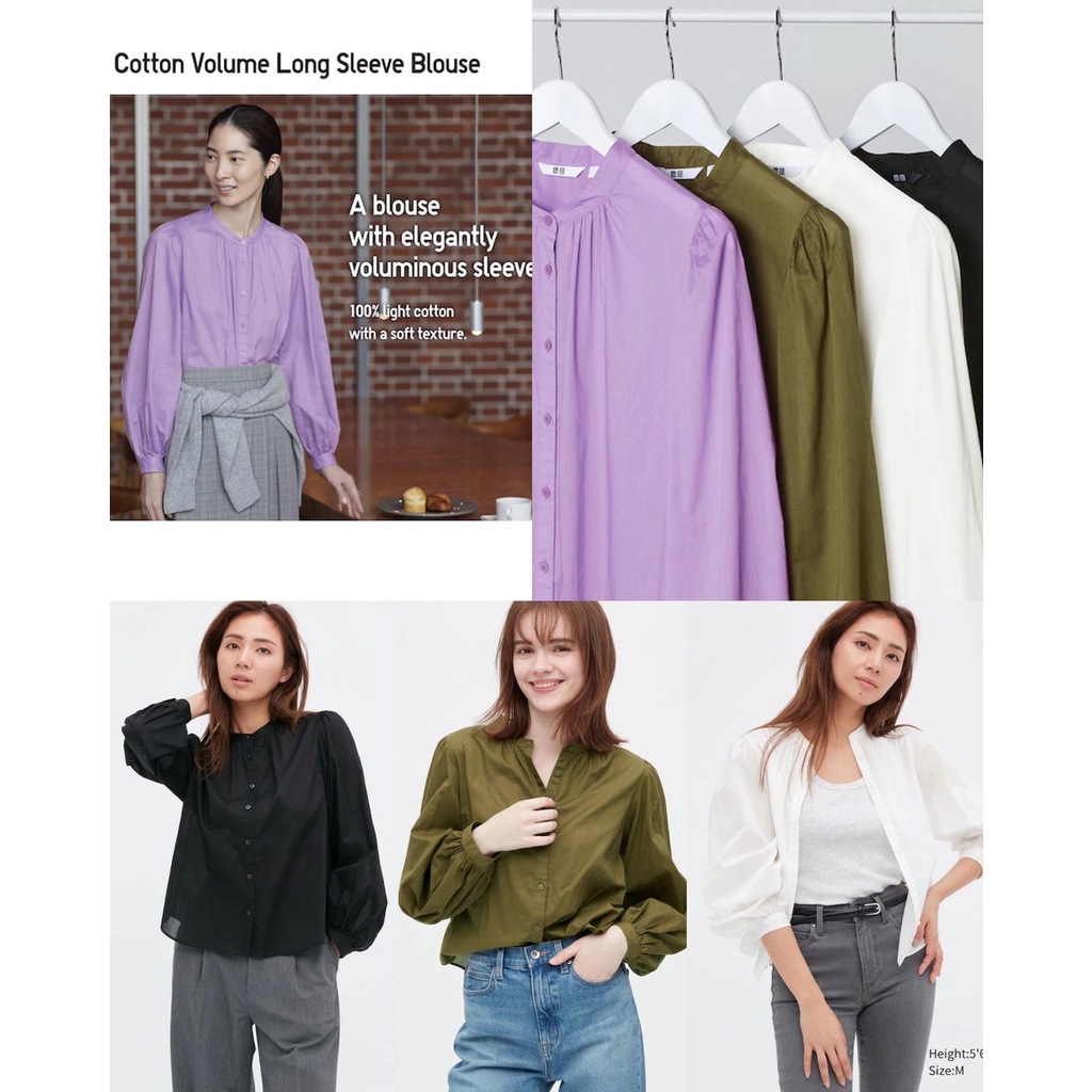 Uniqlo Cotton Volume Longsleeve Blouse