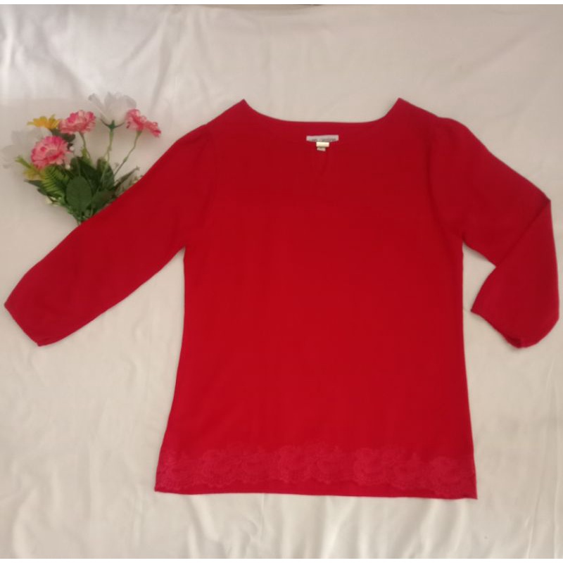 Preloved Blouse Wanita Ann Design Merah