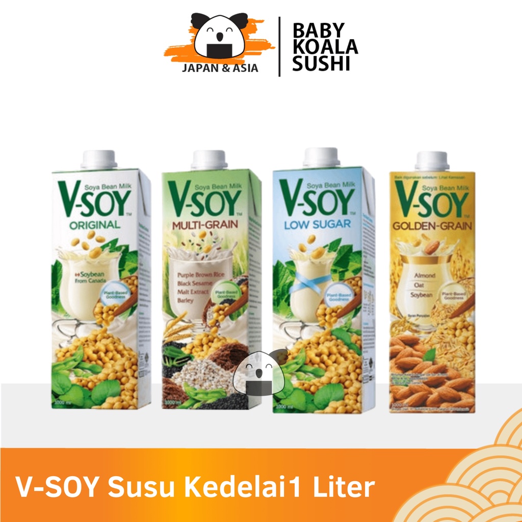 V-SOY Milk UHT Susu Kedelai Multi Grain 1L Halal | Soya Bean