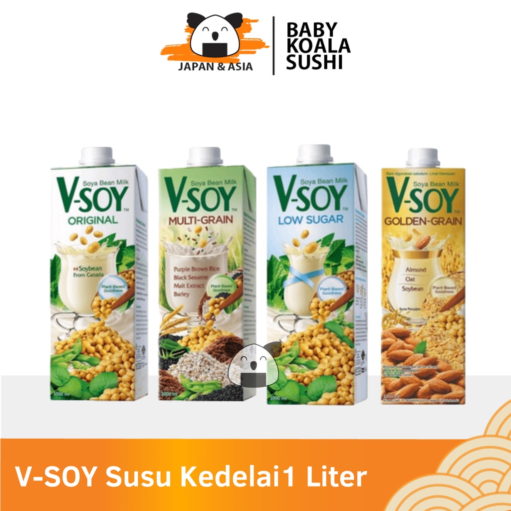 V-SOY Milk UHT Susu Kedelai Multi Grain 1L Halal | Soya Bean