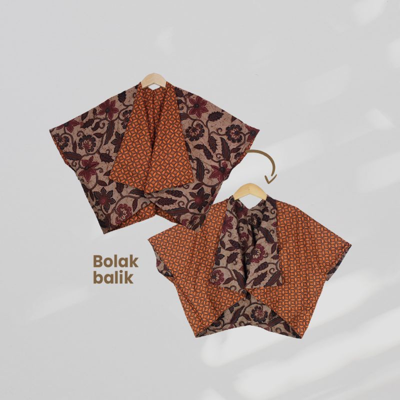 Bolero Batik Sogan Model Kelelawar Motif Bolak Balik - Naira Batik