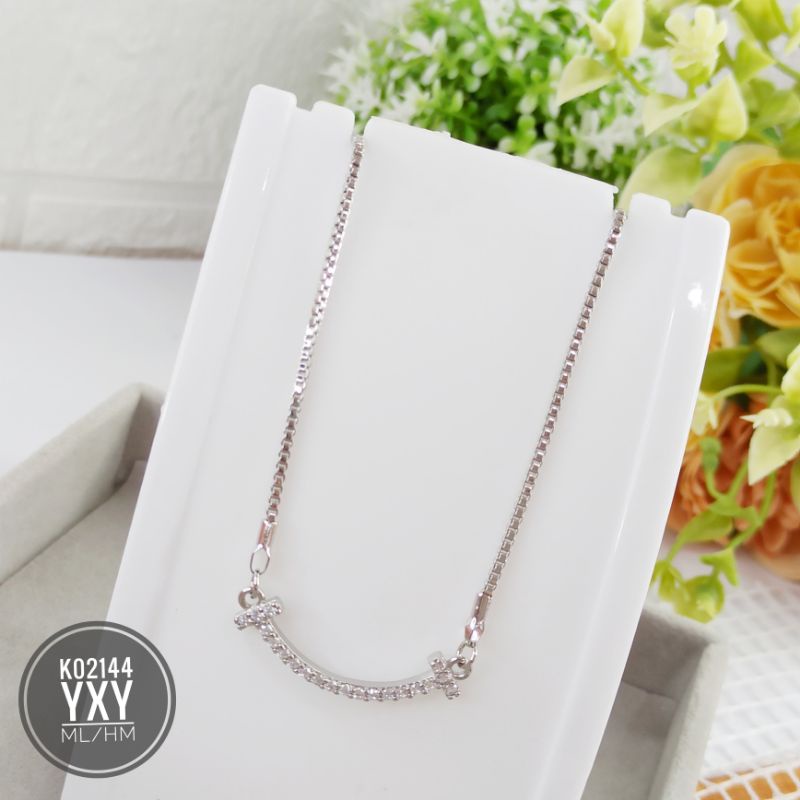 Kalung Yaxiya Koye Plat Zircon Silver K02144