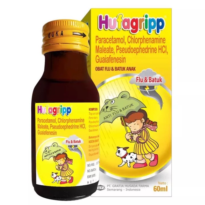 HUFAGRIP FLU SIRUP 60 ML -OBAT DEMAM BATUK PILEK ANAK/OBAT PILEK ANAK/OBAT BATUK ANAK/OBAT DEMAM ANA