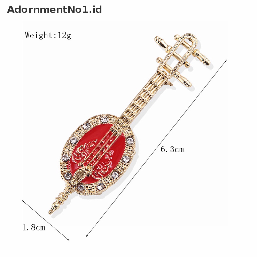 [AdornmentNo1] Fashion Violin Pipa Pin Bros Berlian Imitasi Alat Musik Brooch Pins [ID]