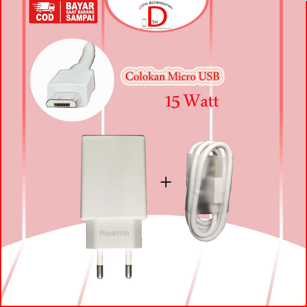 Charger Realme Original Micro USB 15 Watt C33, C11, C30, C21Y, C30s, C1, C21, C2, C3, C12, C20, C2s, C20A, C3i, 3, 5,i 2 Pro, 50i Prime, 5 Narzo, 50i, 2, 3 Pro, 1, C25Y, C15