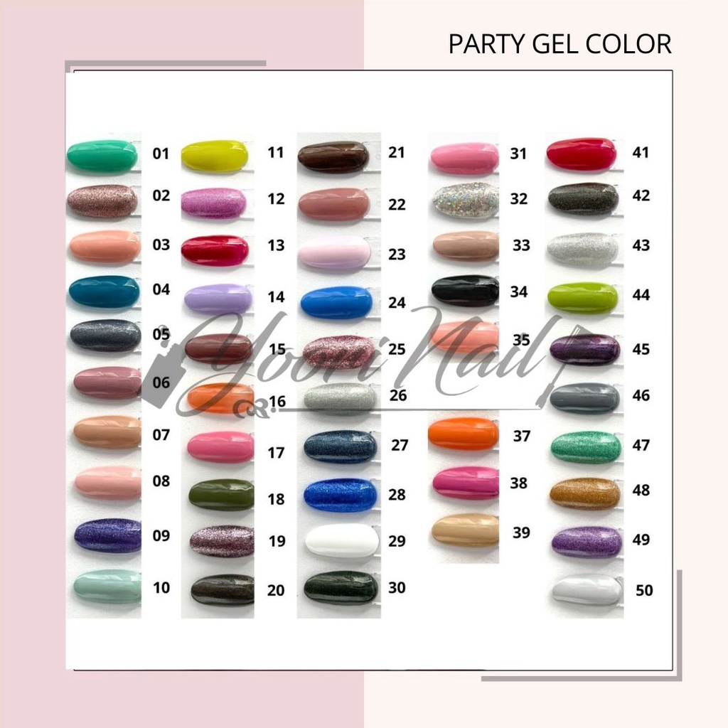 Paket gel polish halal PARTY 12 warna top coat base coat uv gel party 15ml