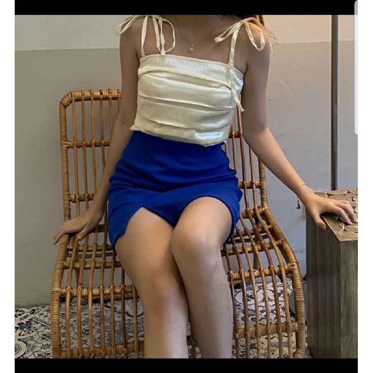 Split Mini Skirt With Lace Rok Mini Renda