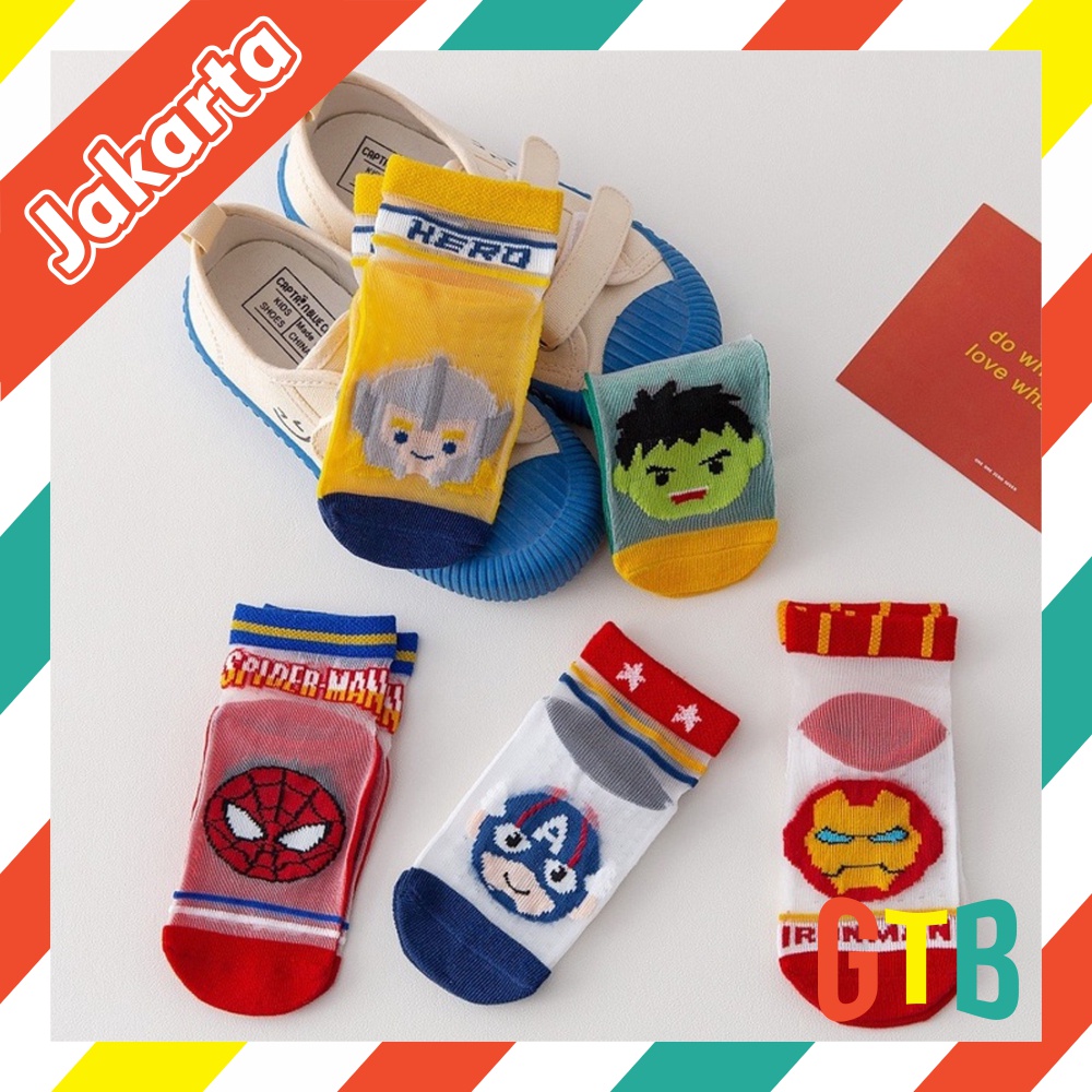 GTB Kaos Kaki Anak Motif Superhero Transparan Kaus Kayi Bayi Superhero Lucu KK047