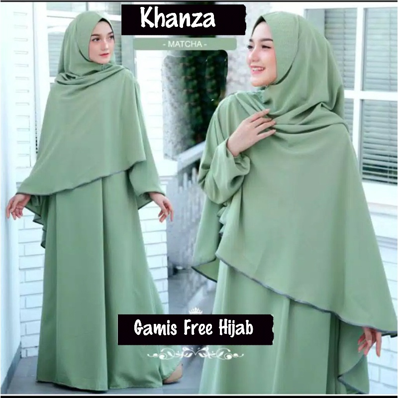 Khanza FREE Hijab - Baju Gamis Dress Syari Wanita Busui L XL XXL Jumbo Kondangan Naik Haji Umroh Ser
