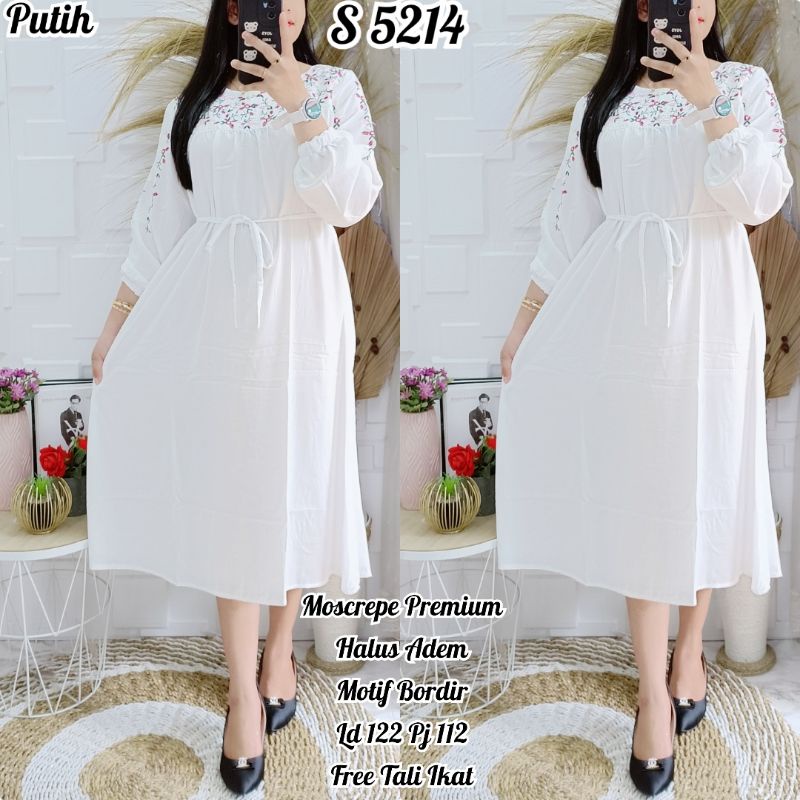 5214 Long Tunik Putih Bordir super bagus di pakai