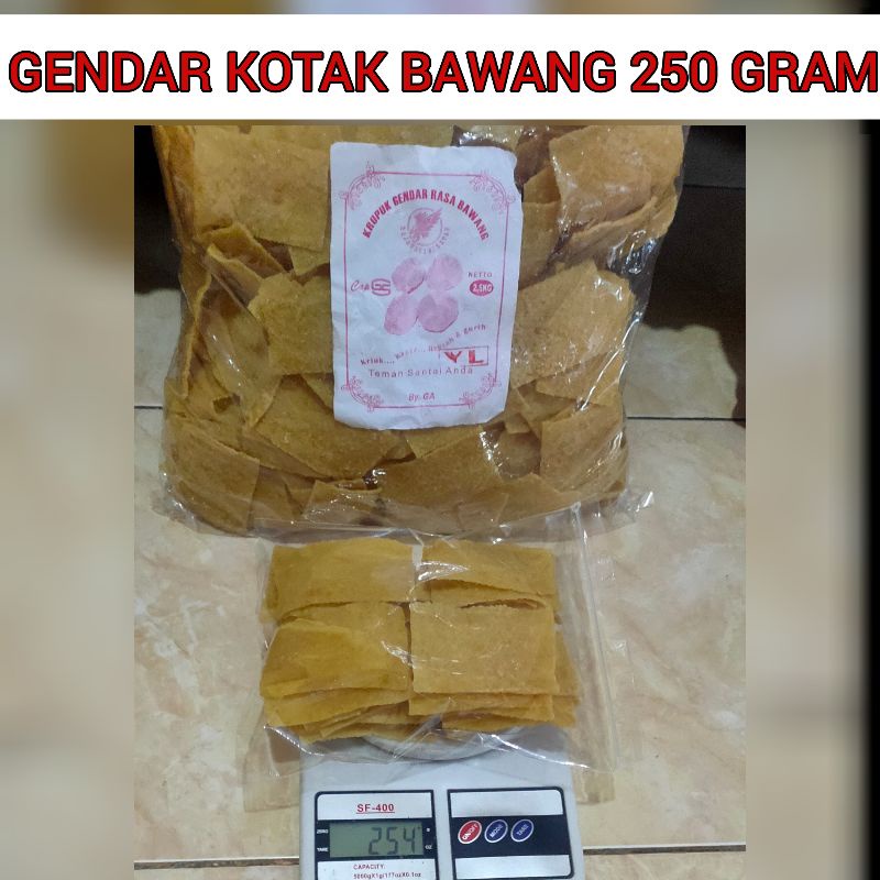 

Kerupuk Gendar Kotak Bawang 250 Gram