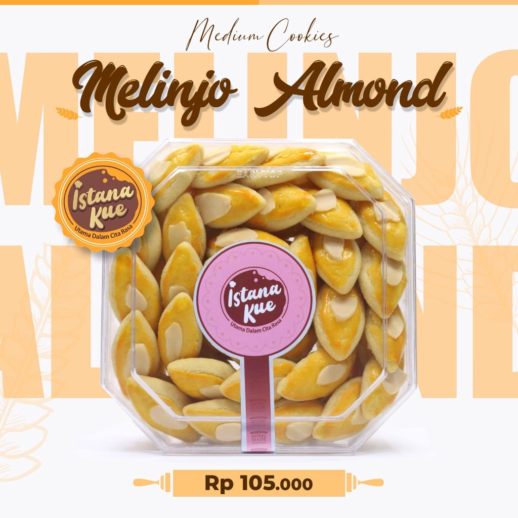 

ISTANA COOKIES MELINJO ALMOND / KUE KERING KUE LEBARAN KUE UNIK