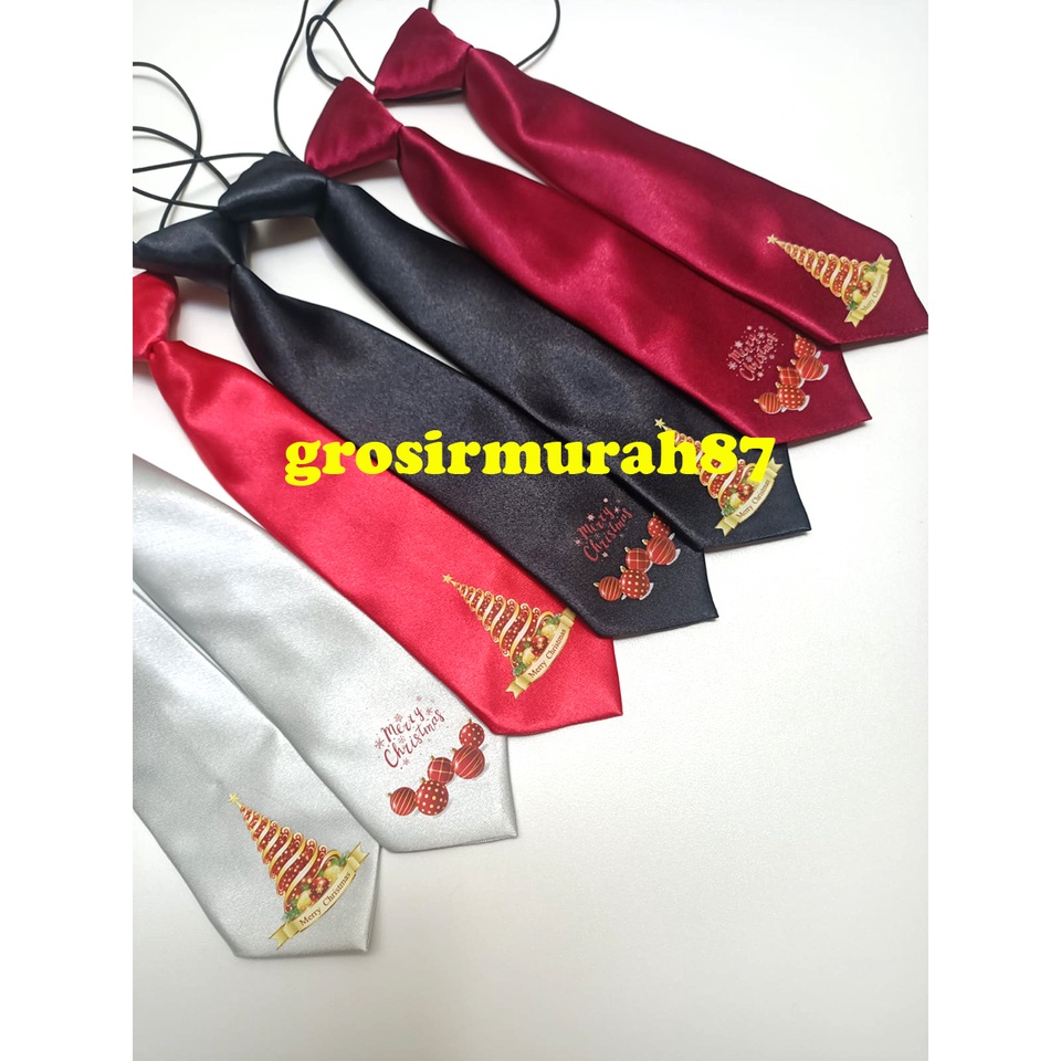 Dasi anak motif natal christmas hitam, navy, kuning, pink, hijau dan merah ready stok grosir dan ecer