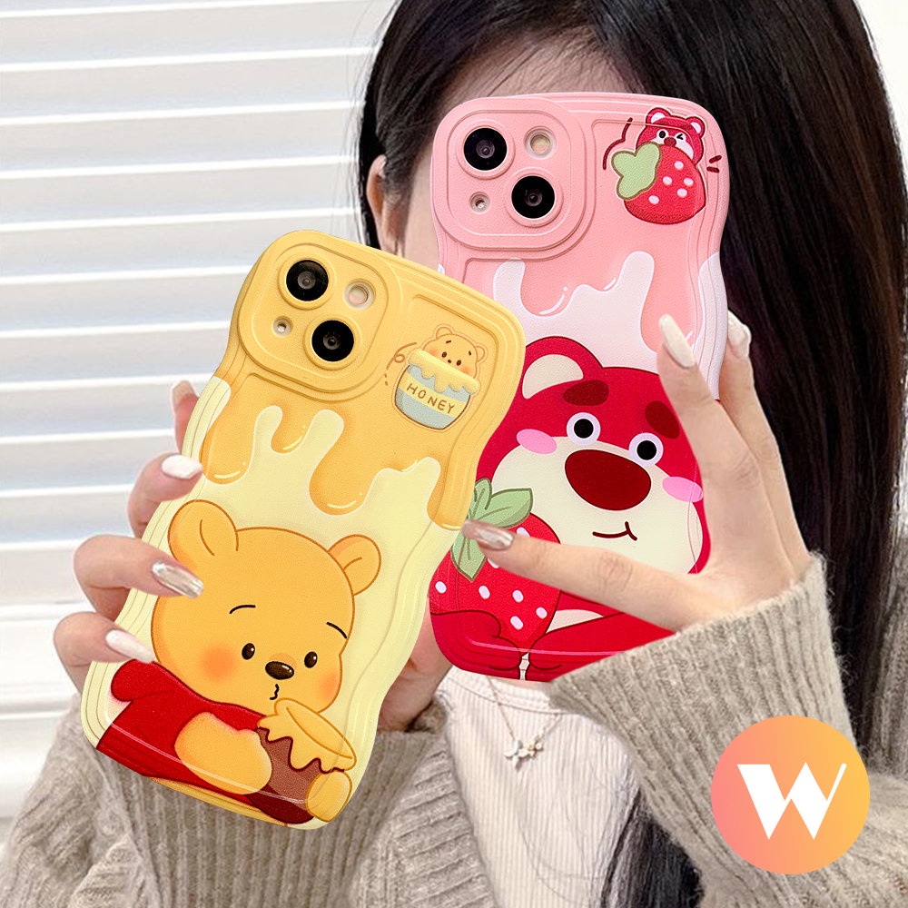 Soft Case Winnie The Pooh Lucu Redmi Note10 8 11 9 9s 11Pro 10s 10Pro Max Mi 11T Pro Redmi 9 10 9A 10C A1 10A A1+9T 9C NFC PO CO M3 X3 NFC Strawberry Bear Manyo Wavy Sarung Tepi