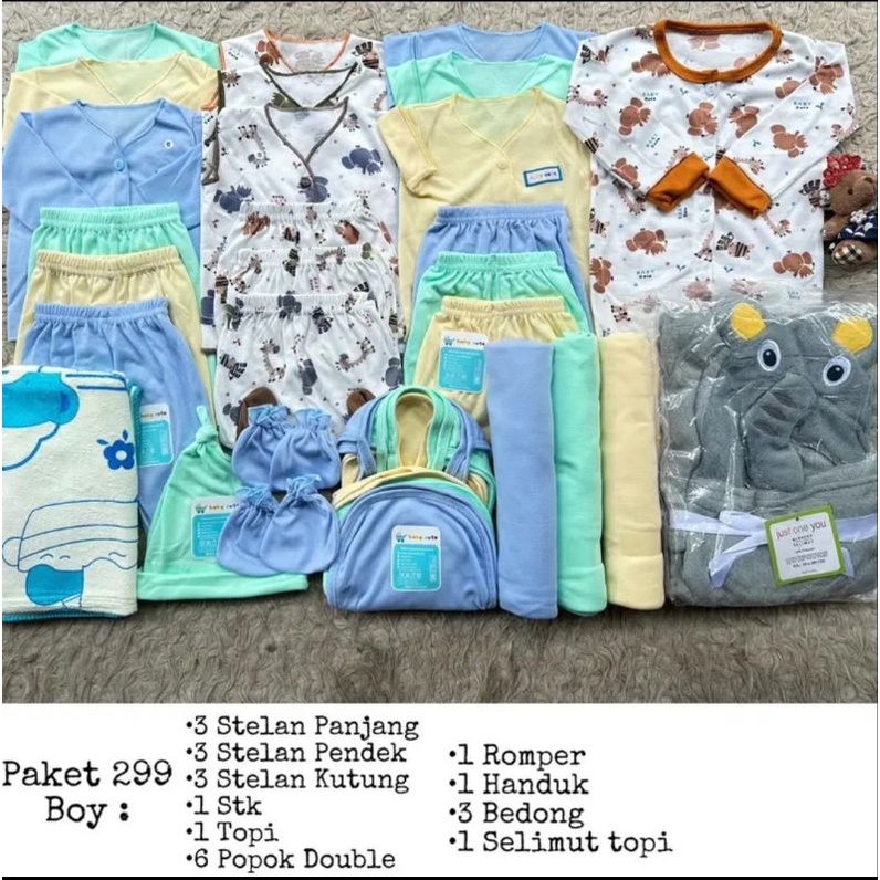 Paket Perlengkapan Baju Bayi celana jumper topi sarung tangan popok Baru Lahir, 3-6 dan 6-12 bulan Selimut Handuk Bedong SNI promo 8.8