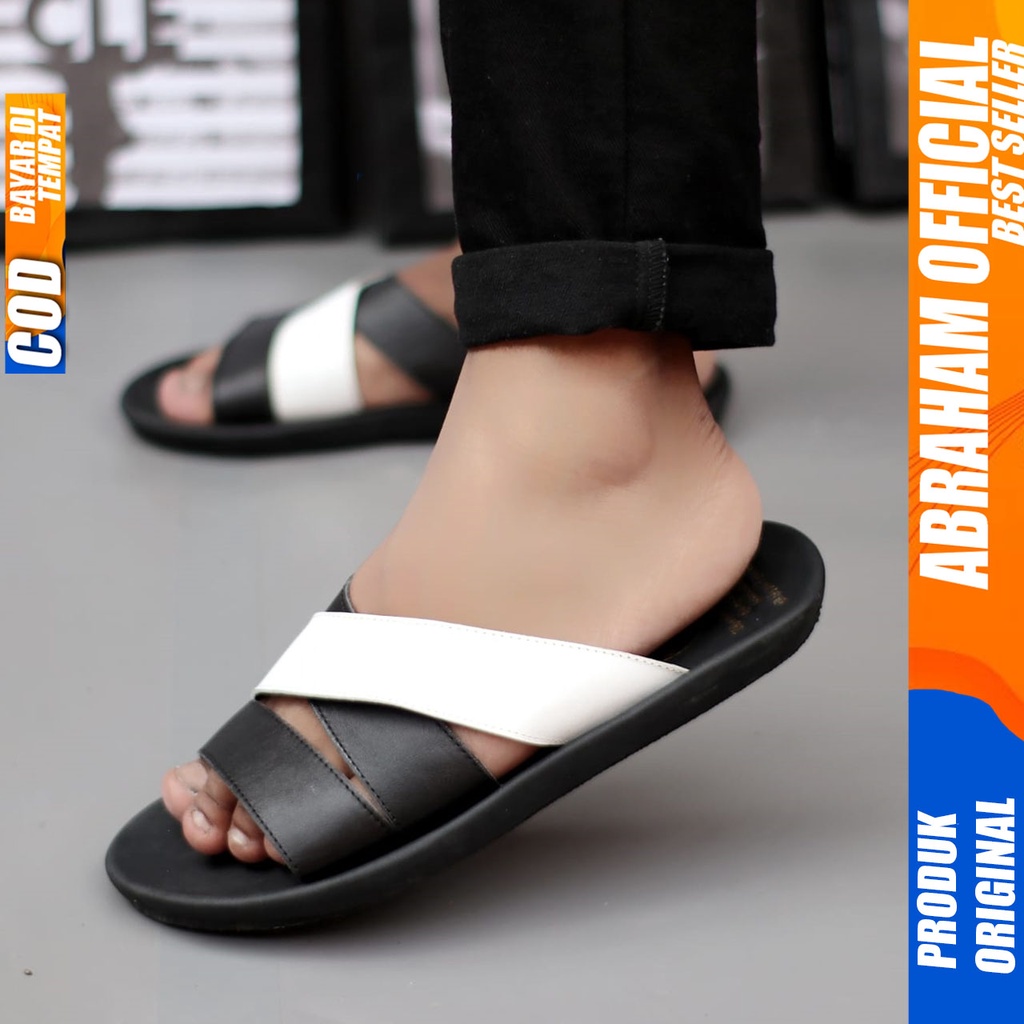 Sandal Slide Pria Kulit Asli Abraham Polet