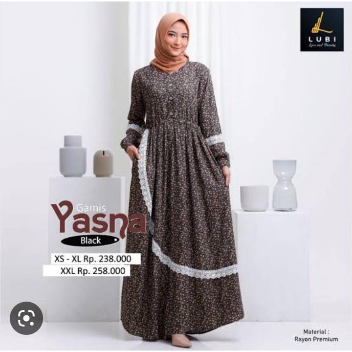 [LUBI] GAMIS YASNA BLACK UKURAN XL