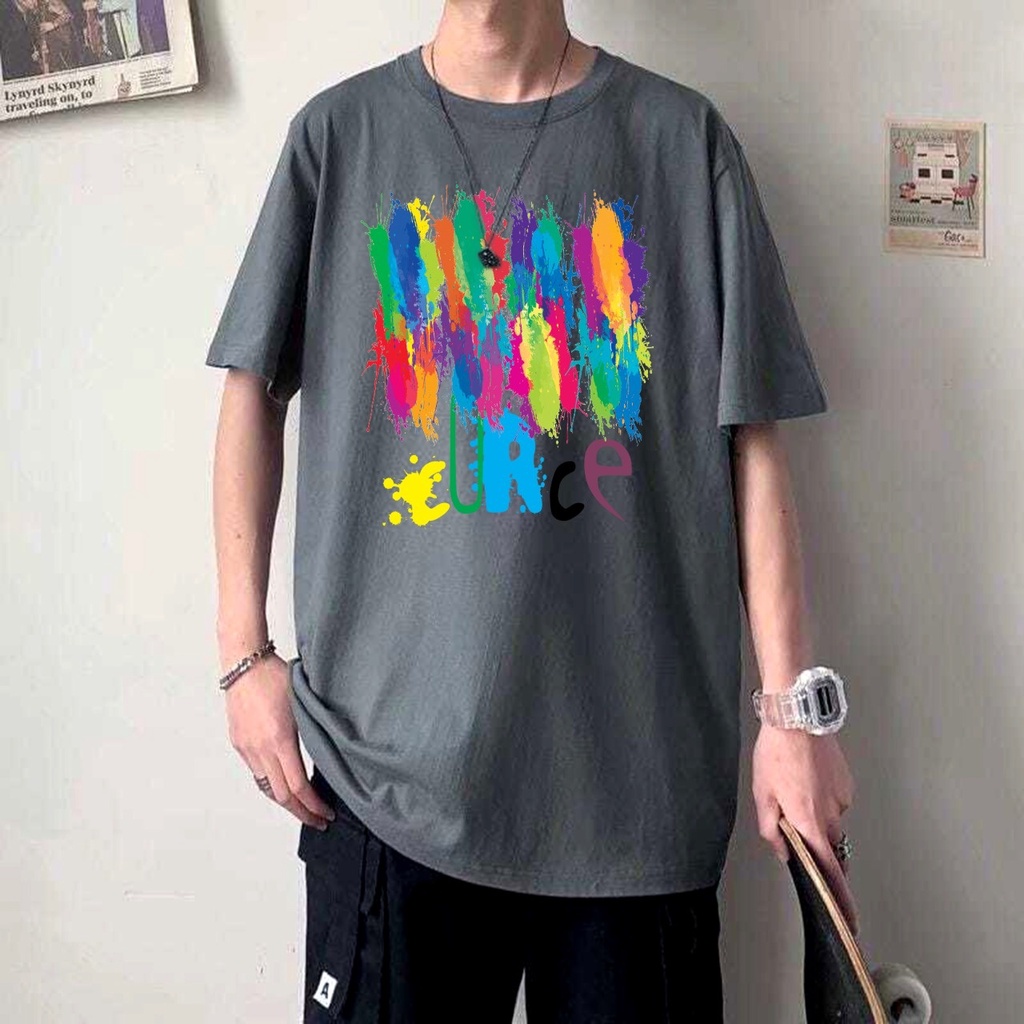 KIYOWO-Baju Kaos Oversize Motif Curce Distro Pria Lengan Pendek