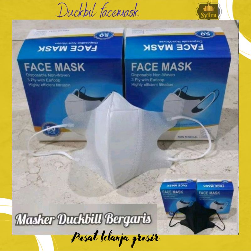 Masker duckbil 3 Ply isi 50 disposable Masker  Earloop hijab duckbill anak ini