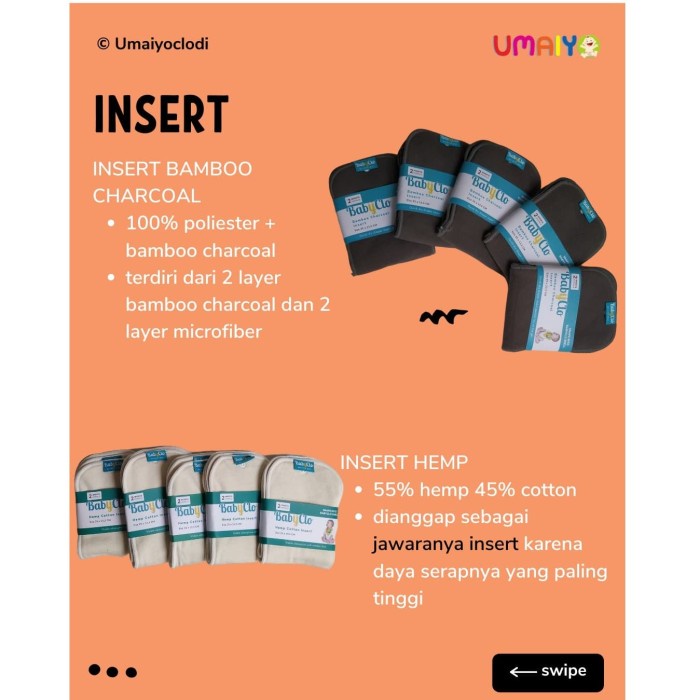 INSERT CLODI BABYCLO - INSERT HEMP/BAMBOO CHARCOAL/PREFOLD