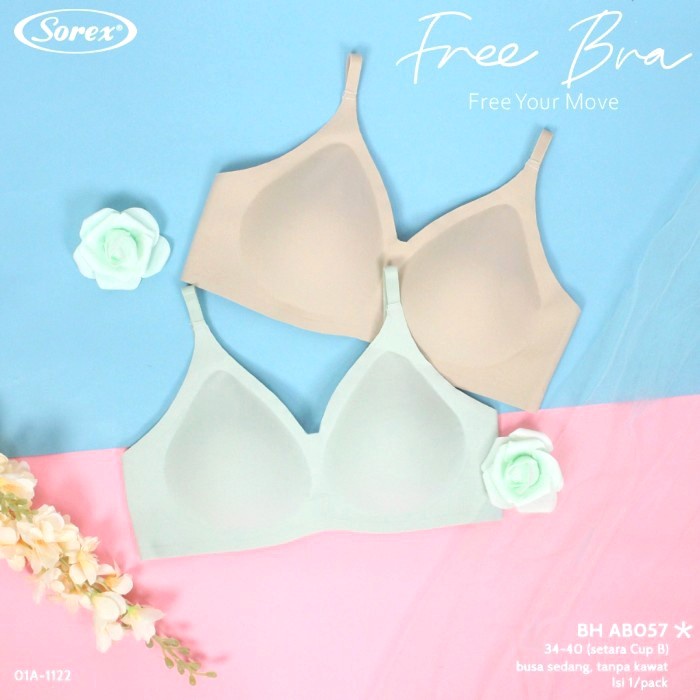 1 Pc Sorex Seamless Bra - BH Nyaman Tanpa Kawat Cup B AB057 - Free Bra