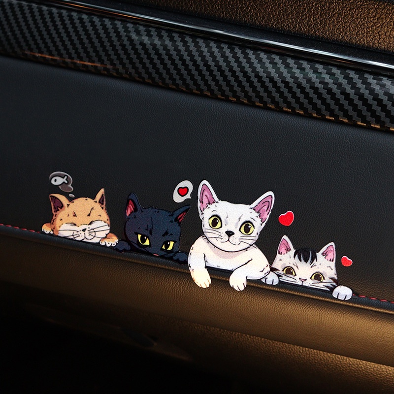 Kepribadian Mobil Kucing Lucu Stiker Berbaring Jendela Kucing Stiker Reflektif Goresan Decal Auto Motor Listrik Dekorasi