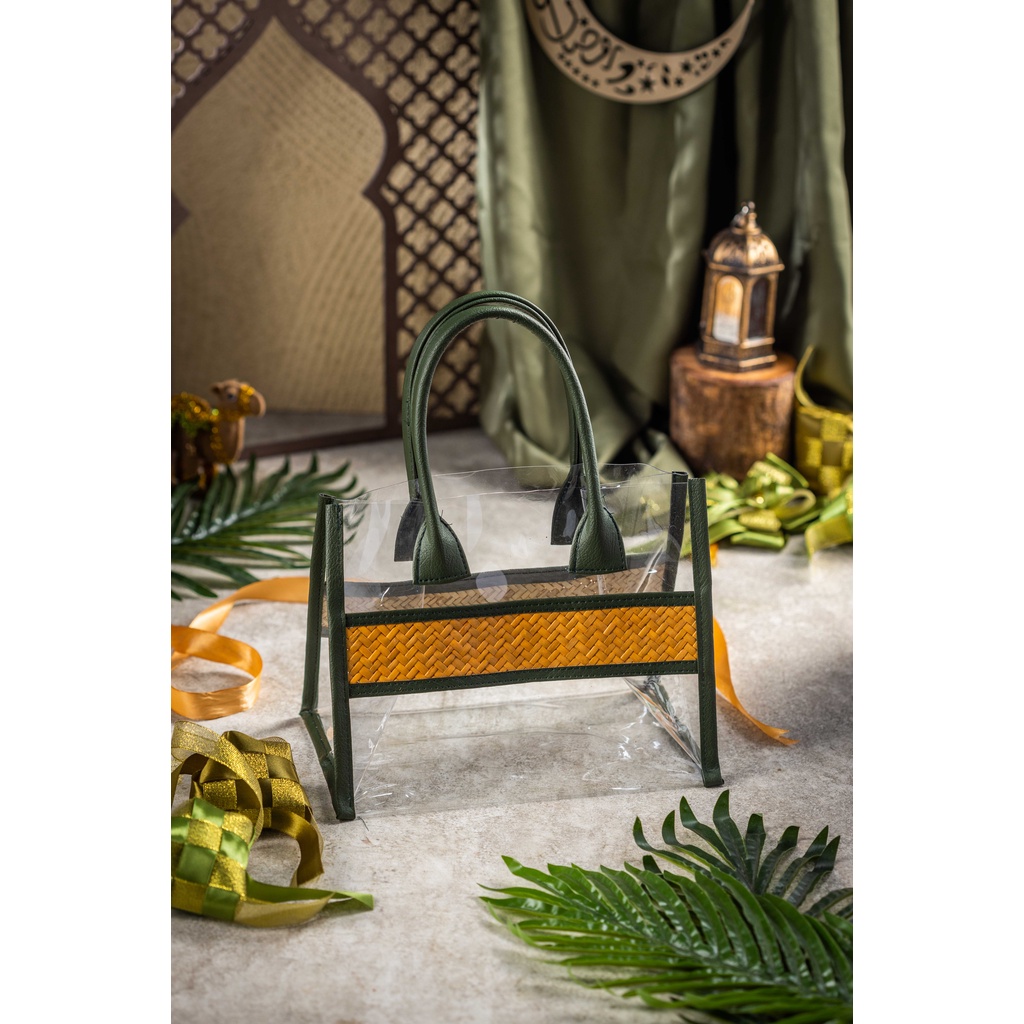 TAS TIKAR MIKA FULL 25X15 T20/TAS HAMPERS LEBARAN/TAS TIKAR MIKA HIJAU/TAS PANDAN MIKA LIST HIJAU