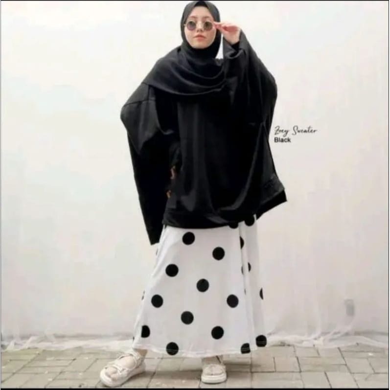 Sweater Batwing XXXL Oversize Basic Oblong | Sweater Wanita Bigsize | Sweater Polos-black