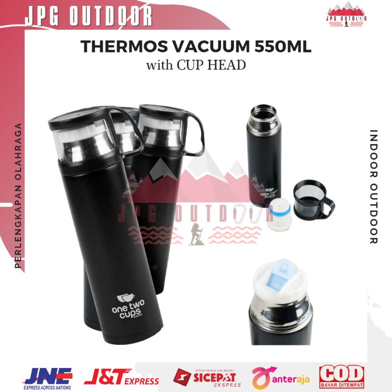 Botol Minum Thermos Stainless 500ml with Cup Head Travel Camping Outdoor