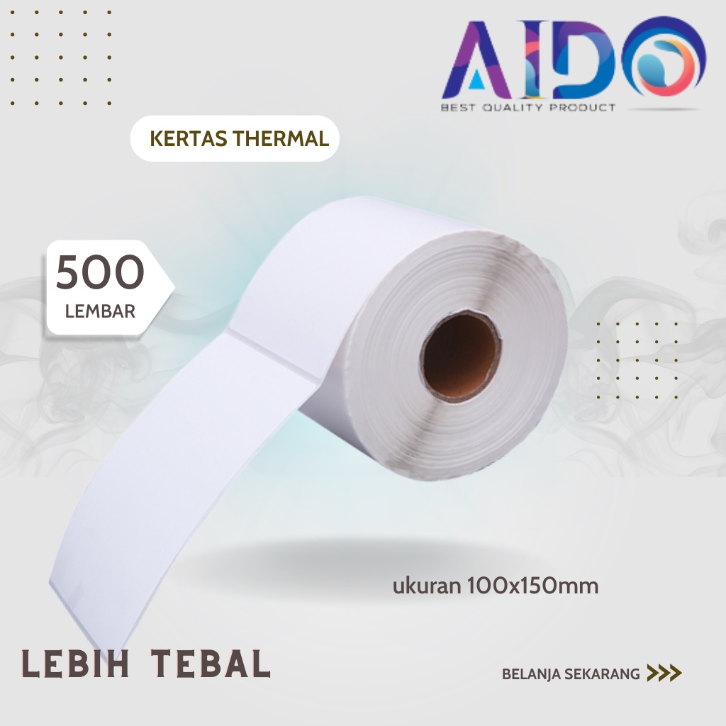 Kertas Thermal 100x150 mm isi 500 Pcs/ Label thermal barcode Roll A6