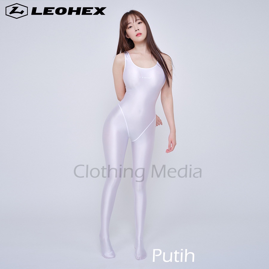 LEOHEX Bodysuit Silky Tanpa Lengan Jumpsuit Sleeveless Glossy Premium Halus