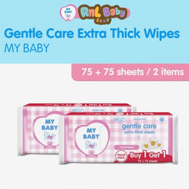 My Baby Gentle Care Wipes 75+75's Buy 1 Get 1 Free - Tisu Basah