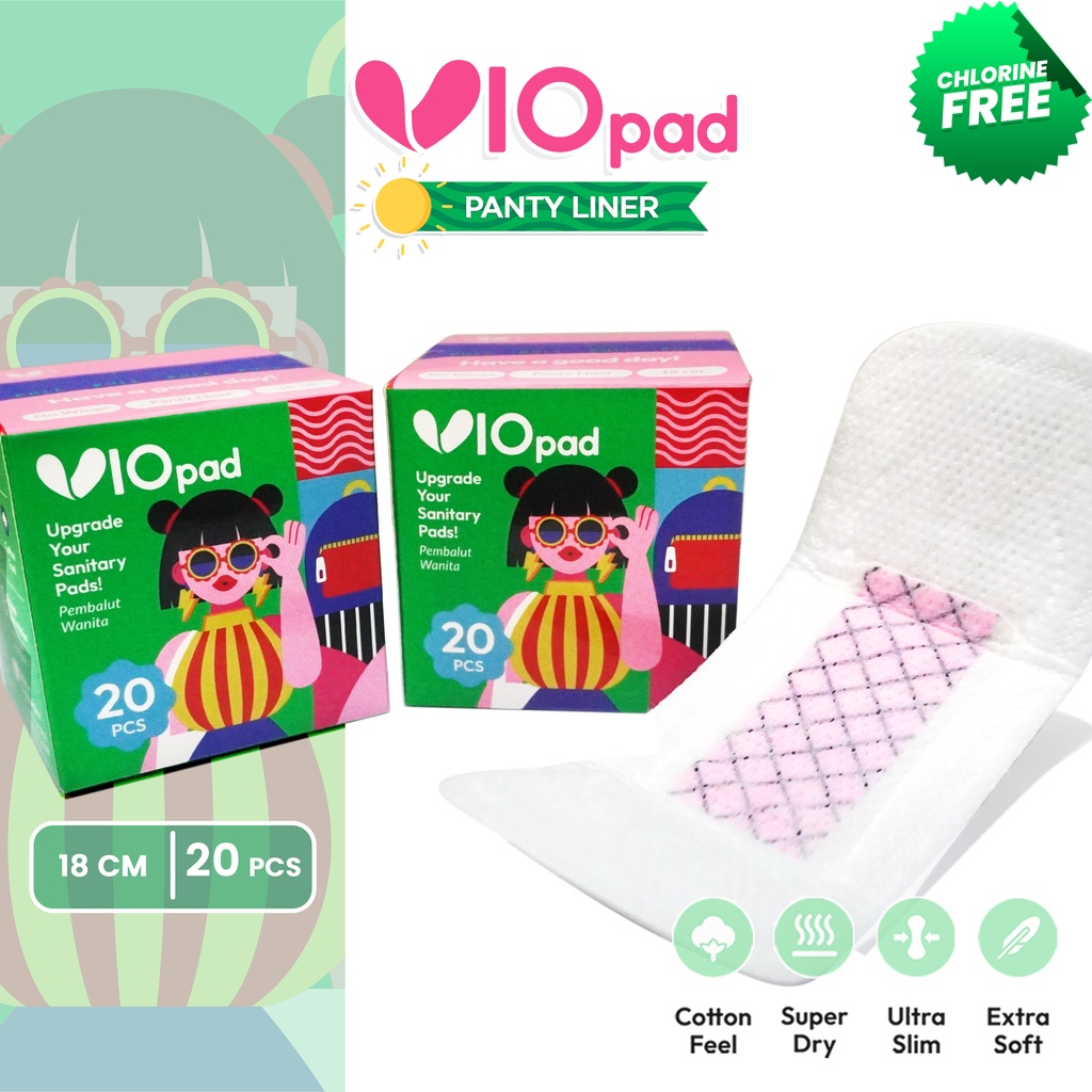 Vio Pads '20S Sanitary Napkins Panty Liner 18cm isi 20pcs Pembalut Premium Ultra Slim Anti Bocor