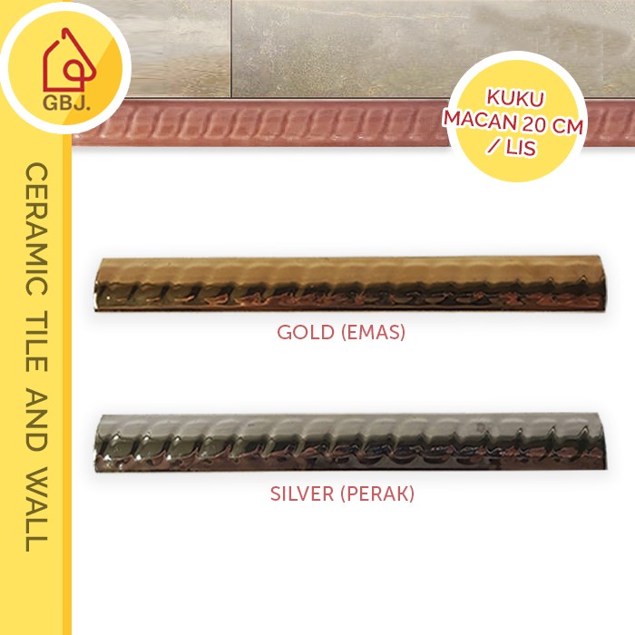 LIST KERAMIK ULIR GOLD DAN SILVER 20 CM / KUKU MACAN KERAMIK / BON BON