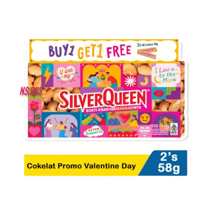 Silver queen Valentine Chocolate Chunky cashew 3x30g
