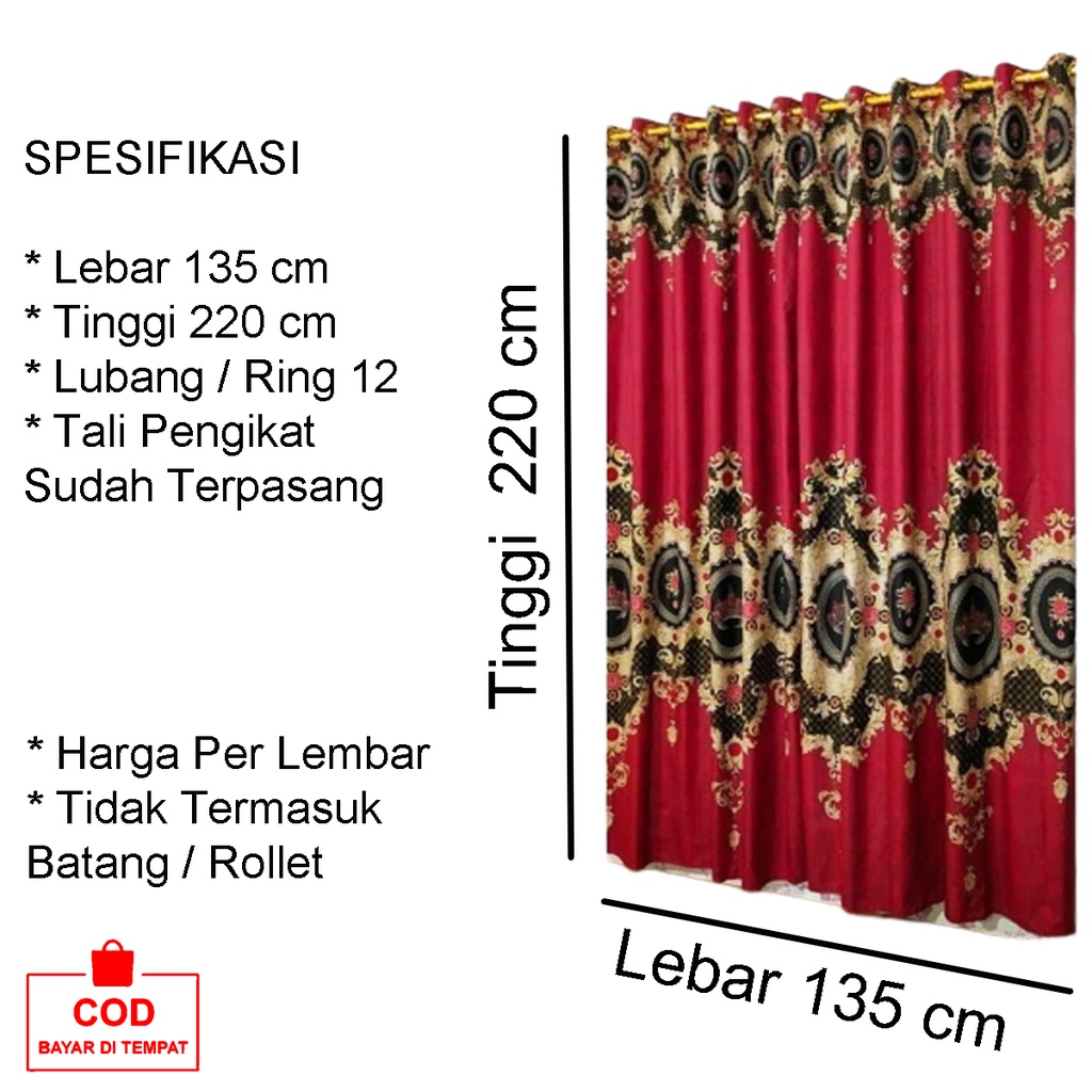 ✅COD GORDEN HORDENG PINTU DAN JENDELA SMOKRING 12 RING UKURAN 135X220CM / HORDYN KORDEN TIRAI DEKORASI KAMAR RUANG TAMU / PERLENGKAPAN HOME DECOR DEKOR INTERIOR RUANGAN RUMAH MINIMALIS MODERN MEWAH BIAYA MURAH ANEKA MOTIF